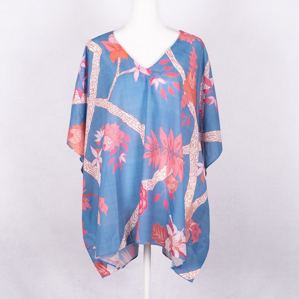 Haley and the Hound Women's Kimono Top LARGE Colorful Tropical Beach Kaftan Boho